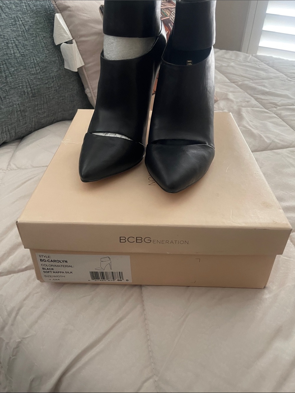 BCBGeneration Carolyn Black Pointed Toe Cutout Ankle Pumps